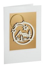 Mary & Joseph<br> Wooden Ornament and Card